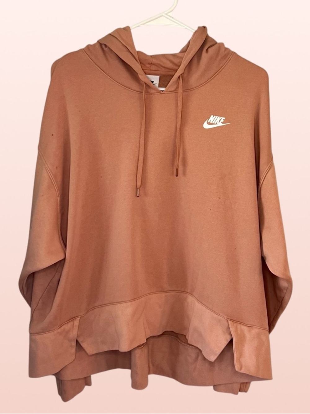 Nike Crop Women's Hoodie in Dusty Pink with White Logo Size 1X